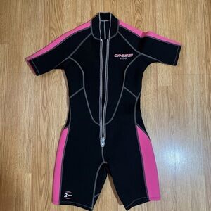Cressi Lido 2mm Shorty Wetsuit (Black/Pink) - Size S/2 Women’s